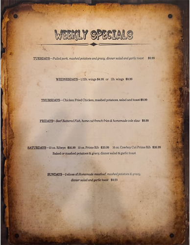 weekly special menu